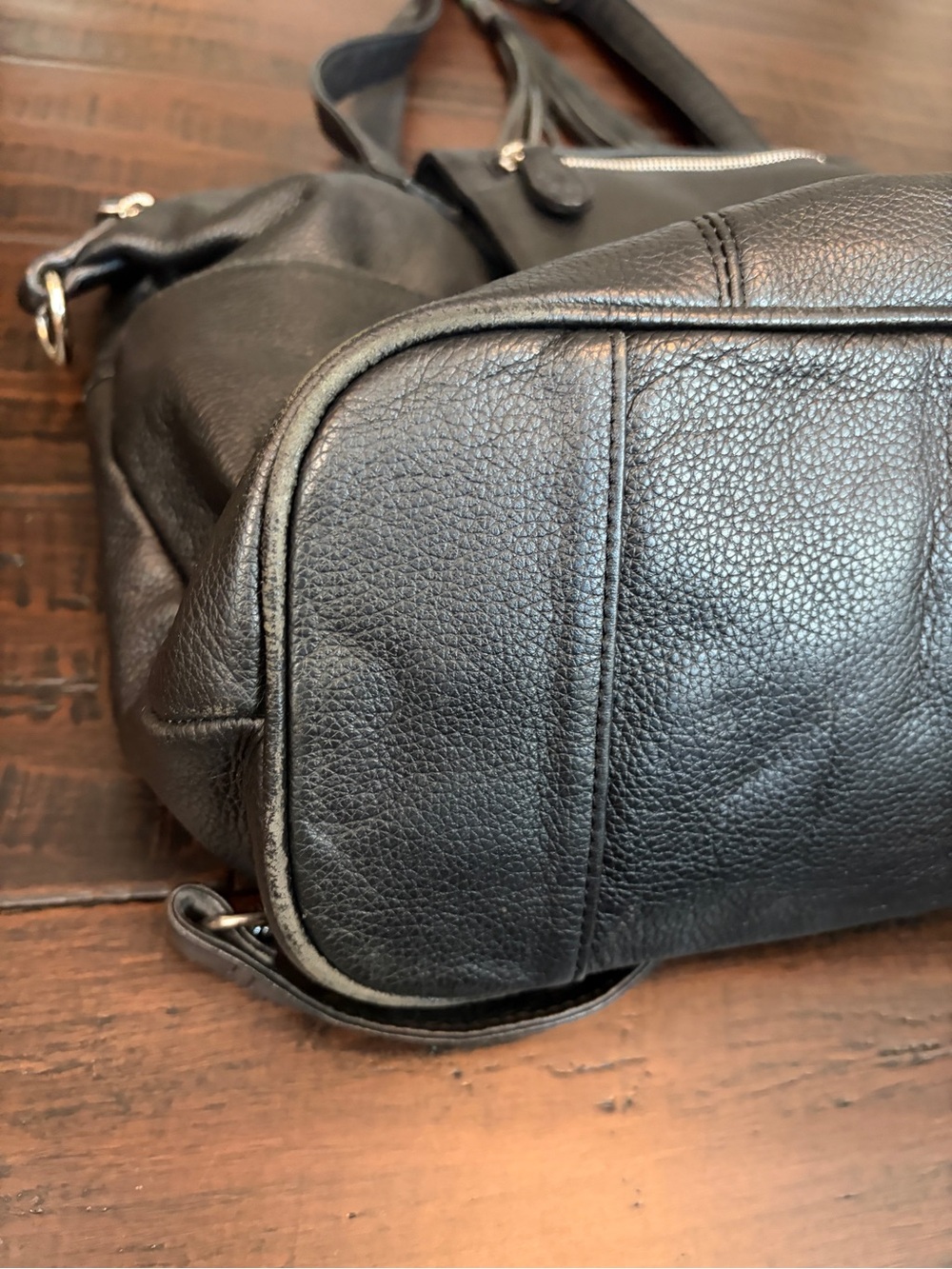 Lily Jade backpack Black Leather Tote with Front Flap Pocket and Tassel luxury - Picture 7 of 10